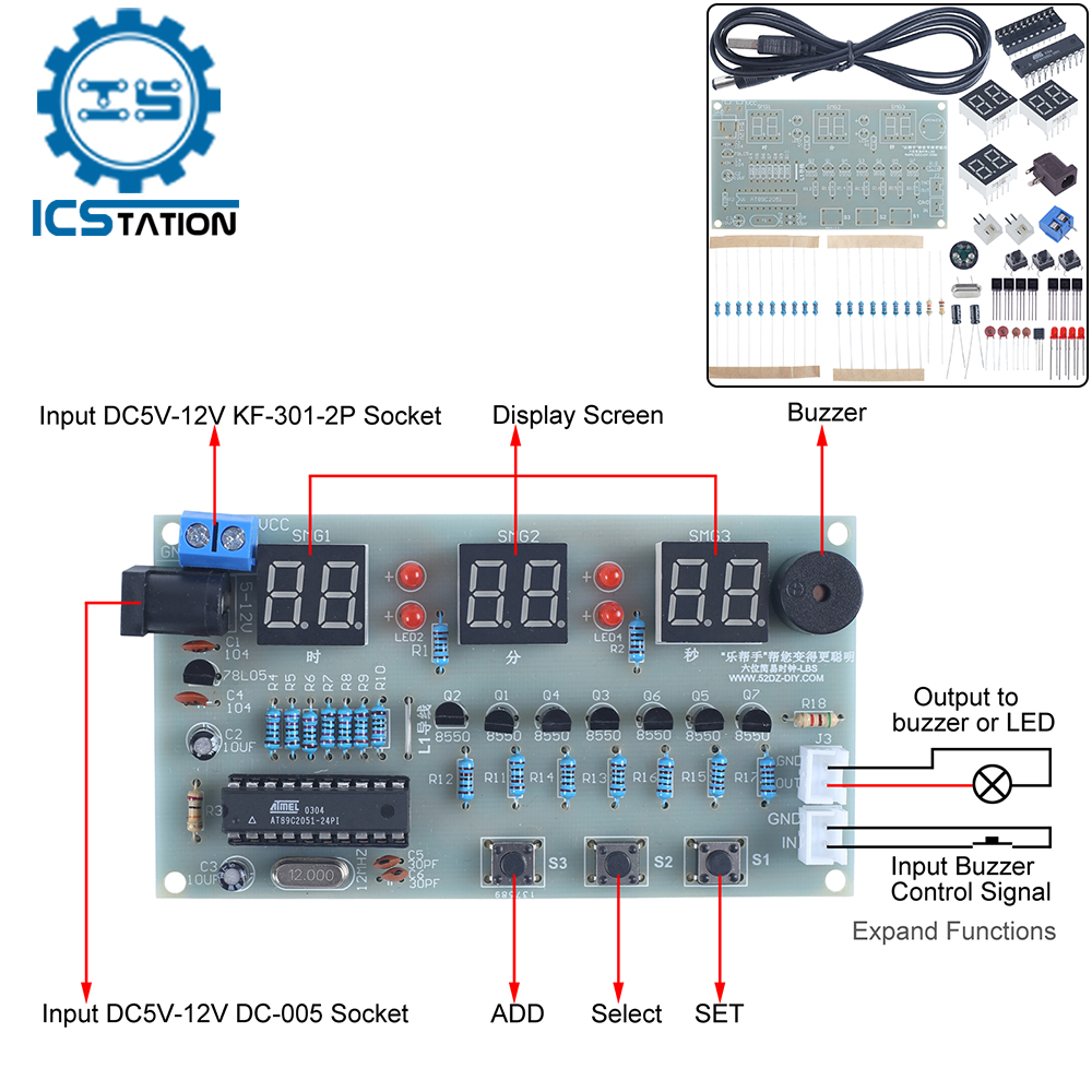 Diy Electronics Learning Kit - DIY-電子キット6ビット赤色LEDアラーム,ストラップ付き時計,溶接プロジェクト,練習用スイート,溶接学習