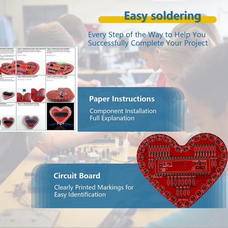 ● はんだ付け練習キット、ハート型LEDライトはんだ付けプロ - Diy Electronics Project Kit のレビューと価格